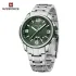 NAVIFORCE 9215 Men Wristwatch Top Brand Luxury Waterproof Watch Original Stainless Steel Sport Military Quartz Male Clock - Silver Green